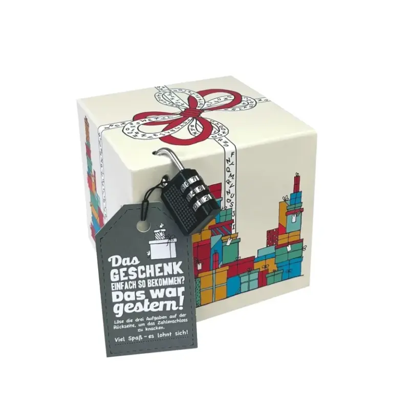 Geschenkrätselbox, 12cm, farbig