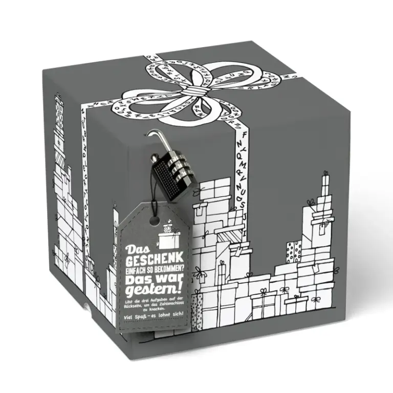 Geschenkrätselbox, 17cm, grau