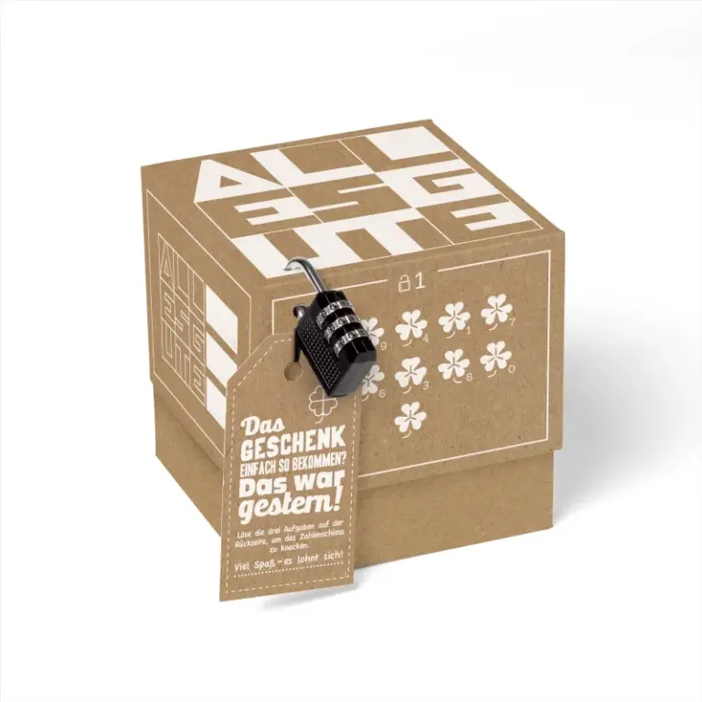 Rätselgeschenkbox Kraftpapier ALLES GUTE