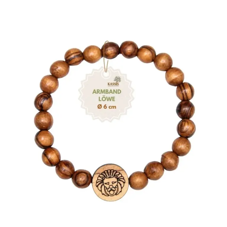 Olivenholz Armband mit Sternzeichen Anhänger | Personalisiertes Perlenarmband Damen & Herren, Geschenk Geburtstag