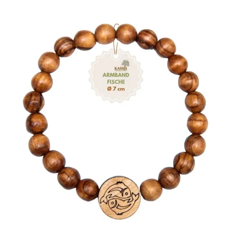 Olivenholz Armband mit Sternzeichen Anhänger | Personalisiertes Perlenarmband Damen & Herren, Geschenk Geburtstag