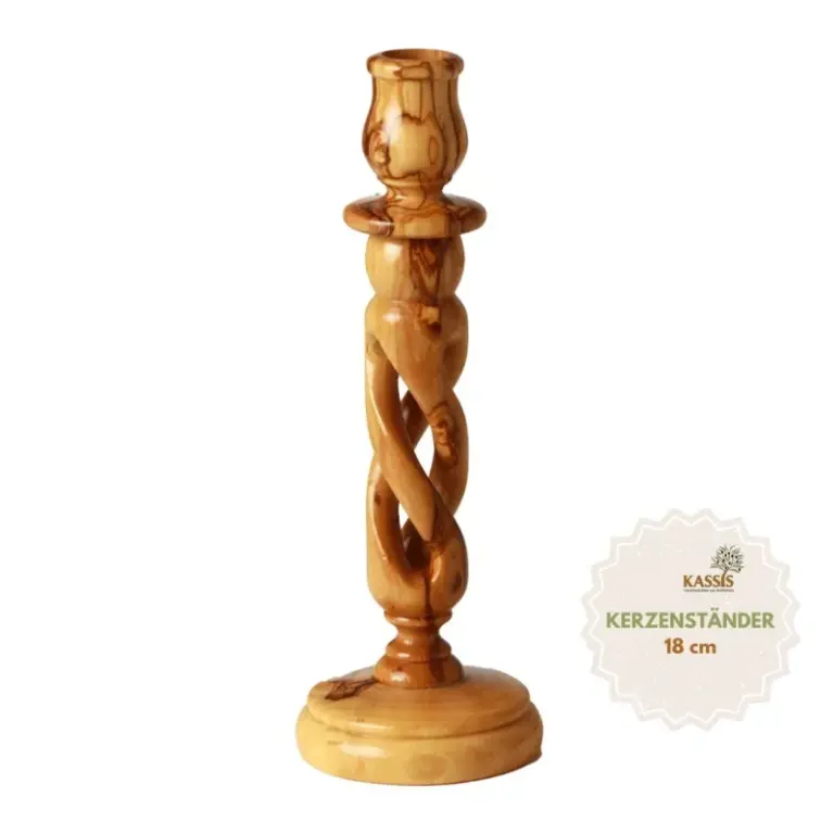 Olivenholz Kerzenständer modern 18 cm
